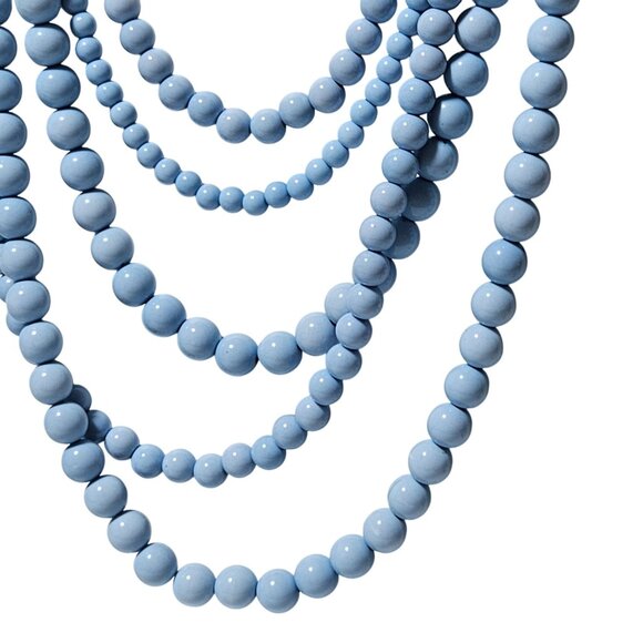 Vintage Multi Layered Light Blue Beaded Necklace Retro 50s 60s Fashion Jewelry - Picture 2 of 6